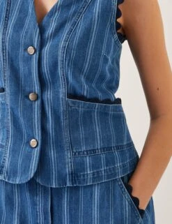 MONSOON Pure Cotton V-Neck Button Through Waistcoat -Marks and Spencer Shop Pure Cotton V Neck Button Through Waistcoat 2