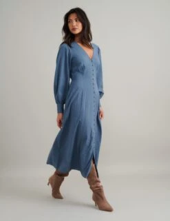 Pure Cotton V-Neck Midaxi Relaxed Tea Dress -Marks and Spencer Shop Pure Cotton V Neck Midaxi Relaxed Tea Dress 2