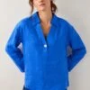 MONSOON Pure Linen Collared V-Neck Popover Blouse -Marks and Spencer Shop Pure Linen Collared V Neck Popover Blouse