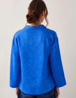 MONSOON Pure Linen Collared V-Neck Popover Blouse -Marks and Spencer Shop Pure Linen Collared V Neck Popover Blouse 2