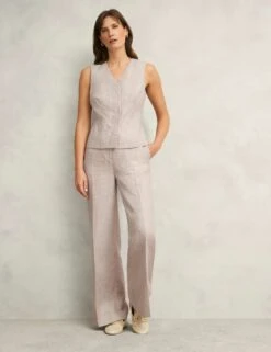 Pure Linen Double Breasted Waistcoat