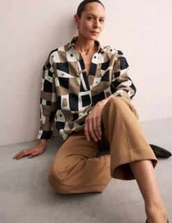 Jaeger Pure Linen Geometric Relaxed Tunic