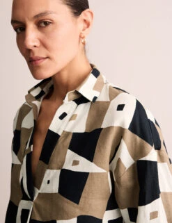 Jaeger Pure Linen Geometric Relaxed Tunic -Marks and Spencer Shop Pure Linen Geometric Relaxed Tunic 5