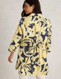 WHITE STUFF Pure Linen Printed Collared V-Neck Tunic -Marks and Spencer Shop Pure Linen Printed Collared V Neck Tunic 3