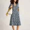 WHITE STUFF Pure Linen Printed V-Neck Midi Tea Dress -Marks and Spencer Shop Pure Linen Printed V Neck Midi Tea Dress
