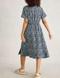 WHITE STUFF Pure Linen Printed V-Neck Midi Tea Dress -Marks and Spencer Shop Pure Linen Printed V Neck Midi Tea Dress 2
