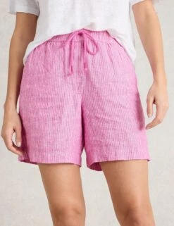 WHITE STUFF Pure Linen Striped Shorts 18 WHITE STUFF Pure Linen Striped Shorts -Marks and Spencer Shop Pure Linen Striped Shorts 4