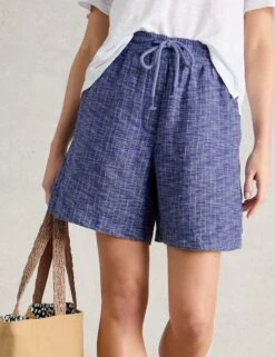 WHITE STUFF Pure Linen Tweed Print Shorts -Marks and Spencer Shop Pure Linen Tweed Print Shorts 4