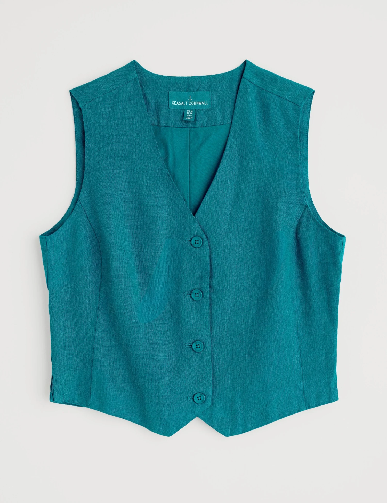 Pure Linen V-Neck Button Through Waistcoat 4 Pure Linen V-Neck Button Through Waistcoat - Image 2
