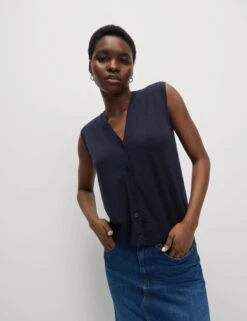 Pure Merino Wool Knitted Waistcoat -Marks and Spencer Shop Pure Merino Wool Knitted Waistcoat 4