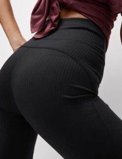 Ribbed High Waisted Flared Yoga Leggings -Marks and Spencer Shop Ribbed High Waisted Flared Yoga Leggings 4