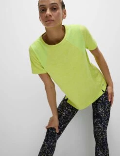 Round Neck Mesh Panel Relaxed T-Shirt -Marks and Spencer Shop Round Neck Mesh Panel Relaxed T Shirt 3