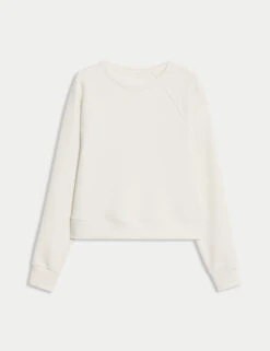 Round Neck Relaxed Yoga Crop Sweatshirt -Marks and Spencer Shop Round Neck Relaxed Yoga Crop Sweatshirt 1