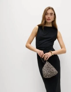 Round Neck Ruched Midi Bodycon Dress -Marks and Spencer Shop Round Neck Ruched Midi Bodycon Dress 4