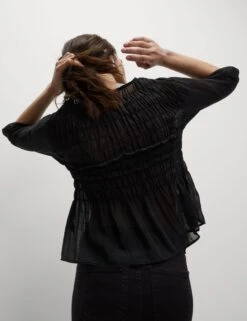 Round Neck Tie Front Shirred Blouse -Marks and Spencer Shop Round Neck Tie Front Shirred Blouse 5