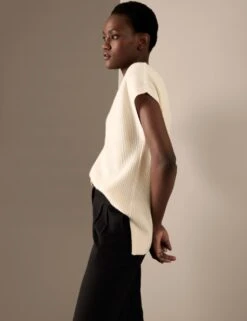 Pure Cashmere Ribbed Relaxed Knitted Vest -Marks and Spencer Shop SD 01 T38 4203 KY X EC 1