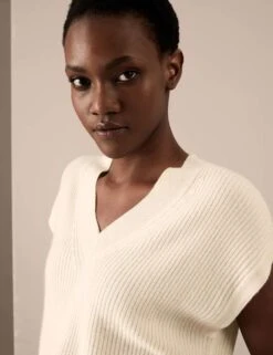Pure Cashmere Ribbed Relaxed Knitted Vest -Marks and Spencer Shop SD 01 T38 4203 KY X EC 3