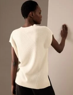 Pure Cashmere Ribbed Relaxed Knitted Vest -Marks and Spencer Shop SD 01 T38 4203 KY X EC 4