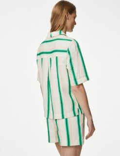 Cotton Rich Striped Collared V-Neck Shirt 11 Cotton Rich Striped Collared V-Neck Shirt -Marks and Spencer Shop SD 01 T41 6910W J4 X EC 3