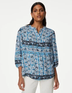 Printed 3/4 Sleeve Blouse -Marks and Spencer Shop SD 01 T41 6916W E4 X EC 1