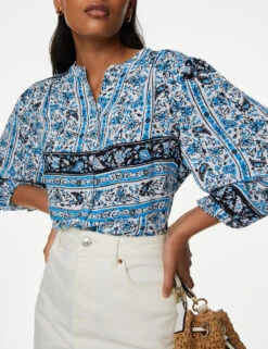Printed 3/4 Sleeve Blouse -Marks and Spencer Shop SD 01 T41 6916W E4 X EC 2