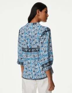 Printed 3/4 Sleeve Blouse -Marks and Spencer Shop SD 01 T41 6916W E4 X EC 3