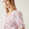 Floral V-Neck Pintuck Blouse