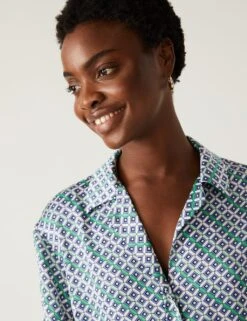 Satin Printed Collared Shirt -Marks and Spencer Shop SD 01 T43 5831 E4 X EC 1
