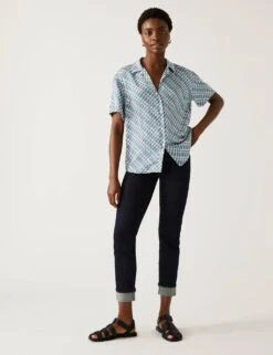 Satin Printed Collared Shirt -Marks and Spencer Shop SD 01 T43 5831 E4 X EC 2