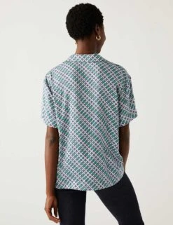 Satin Printed Collared Shirt -Marks and Spencer Shop SD 01 T43 5831 E4 X EC 3