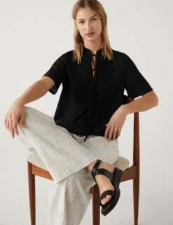 V-Neck Smocked Popover Blouse