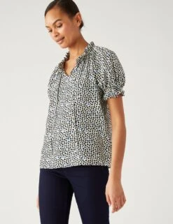 Polka Dot Tie Neck Blouse -Marks and Spencer Shop SD 01 T43 8229 Y4 X EC 2