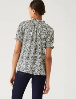 Polka Dot Tie Neck Blouse -Marks and Spencer Shop SD 01 T43 8229 Y4 X EC 3