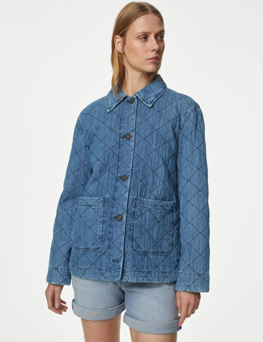 Pure Cotton Denim Quilted Shacket 6 Pure Cotton Denim Quilted Shacket - Image 4