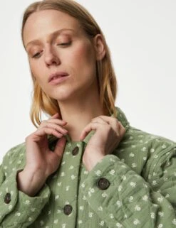 Pure Cotton Floral Quilted Shacket -Marks and Spencer Shop SD 01 T49 3011 IB X EC 1