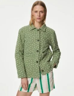 Pure Cotton Floral Quilted Shacket -Marks and Spencer Shop SD 01 T49 3011 IB X EC 2