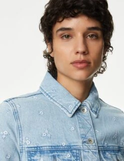Pure Cotton Denim Floral Embroidered Jacket -Marks and Spencer Shop SD 01 T49 3793 XU X EC 1