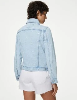 Pure Cotton Denim Floral Embroidered Jacket -Marks and Spencer Shop SD 01 T49 3793 XU X EC 3
