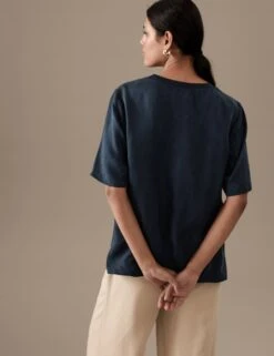 Cupro Rich V-Neck Short Sleeve Blouse -Marks and Spencer Shop SD 01 T50 2106T F0 X EC 3