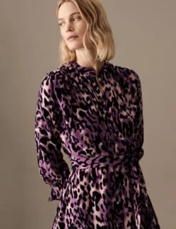 Cupro Rich Animal Print Midaxi Shirt Dress -Marks and Spencer Shop SD 01 T50 3063T OE X EC 1