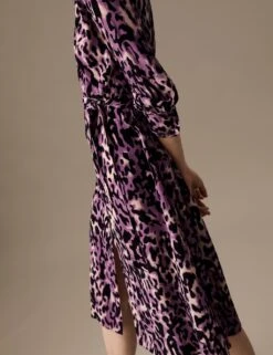 Cupro Rich Animal Print Midaxi Shirt Dress -Marks and Spencer Shop SD 01 T50 3063T OE X EC 2