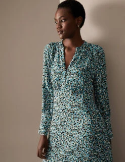 Animal Print Zip Neck Midaxi Shirt Dress -Marks and Spencer Shop SD 01 T50 3064T H4 X EC 1