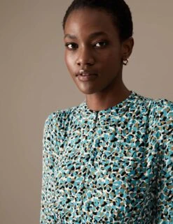 Animal Print Zip Neck Midaxi Shirt Dress -Marks and Spencer Shop SD 01 T50 3064T H4 X EC 3