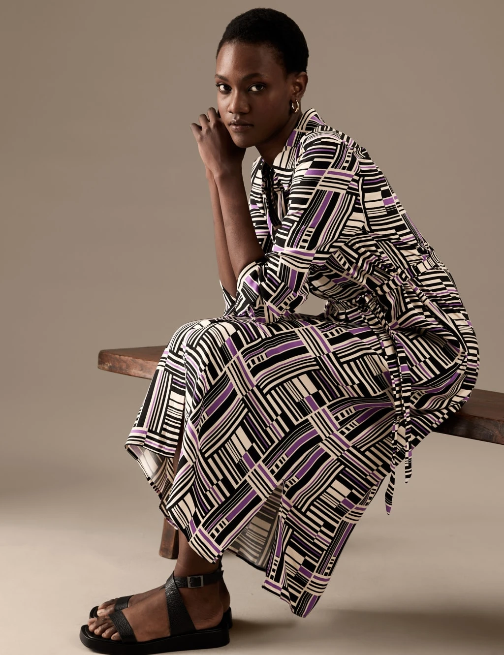 Printed Belted Midaxi Shirt Dress 3 Printed Belted Midaxi Shirt Dress