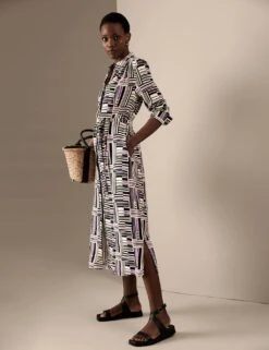 Printed Belted Midaxi Shirt Dress 9 Printed Belted Midaxi Shirt Dress -Marks and Spencer Shop SD 01 T50 3070T Y4 X EC 1
