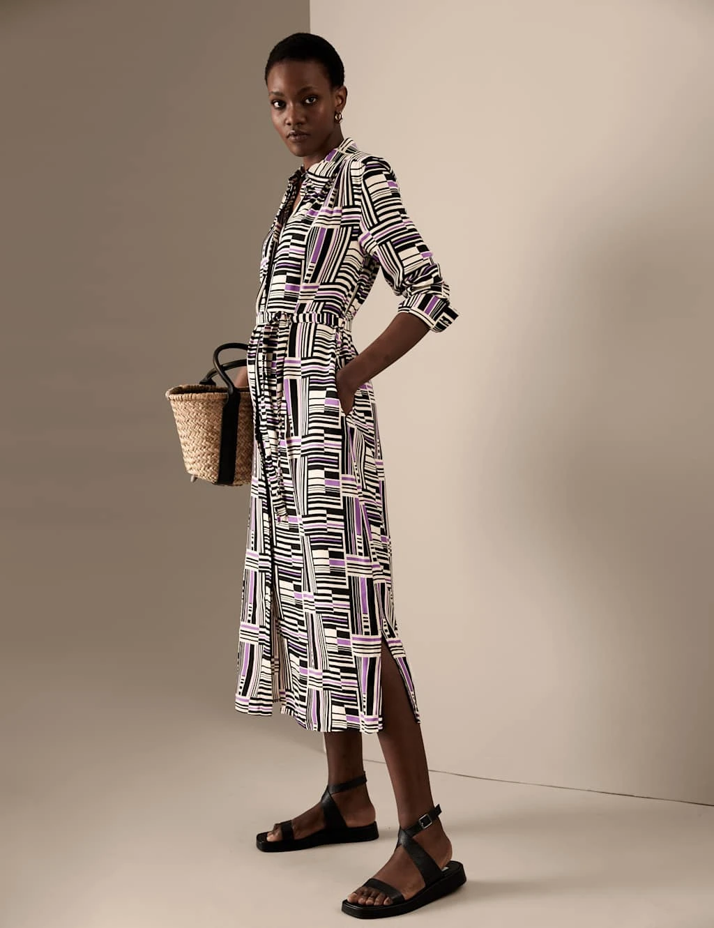 Printed Belted Midaxi Shirt Dress 5 Printed Belted Midaxi Shirt Dress - Image 3