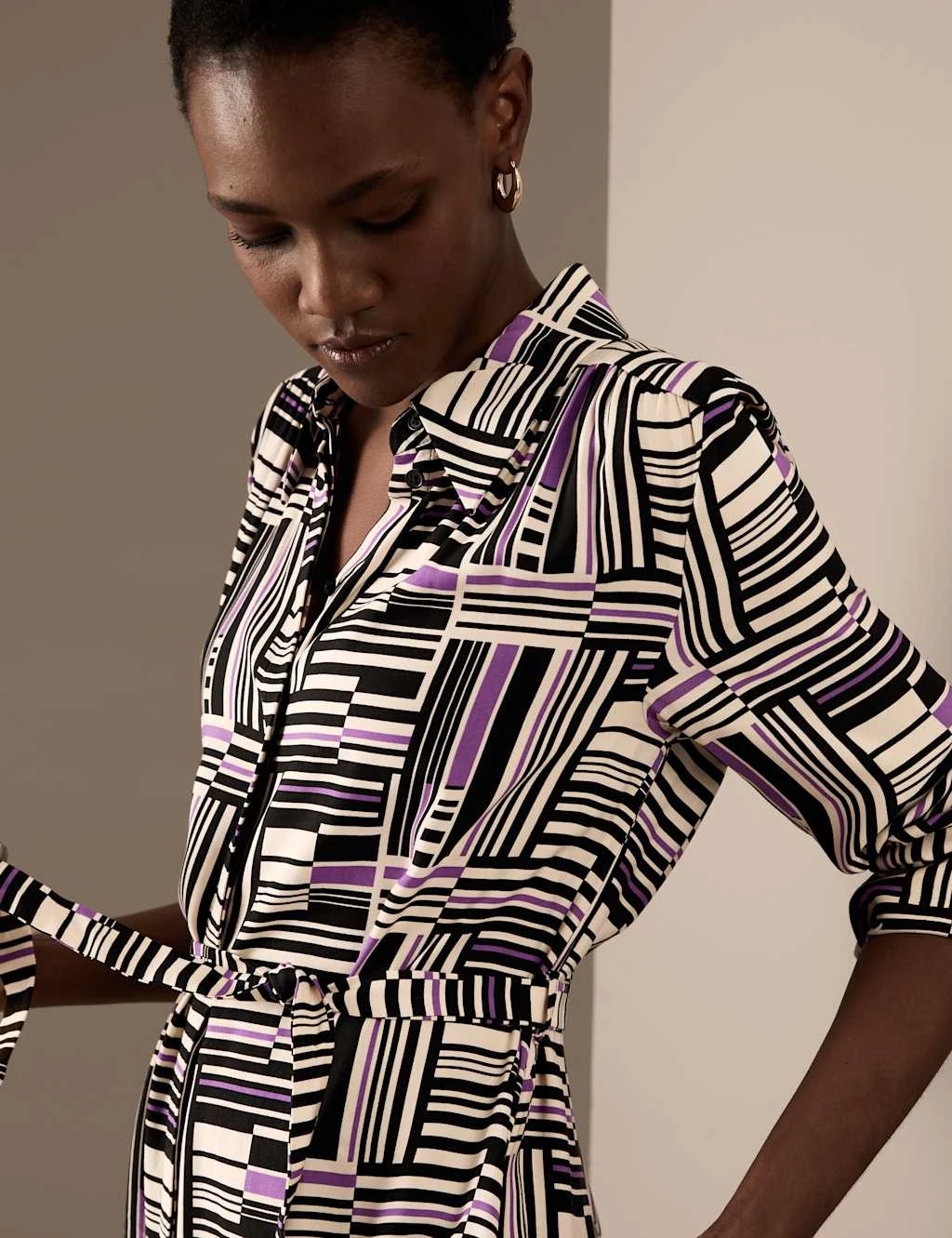 Printed Belted Midaxi Shirt Dress 6 Printed Belted Midaxi Shirt Dress - Image 4