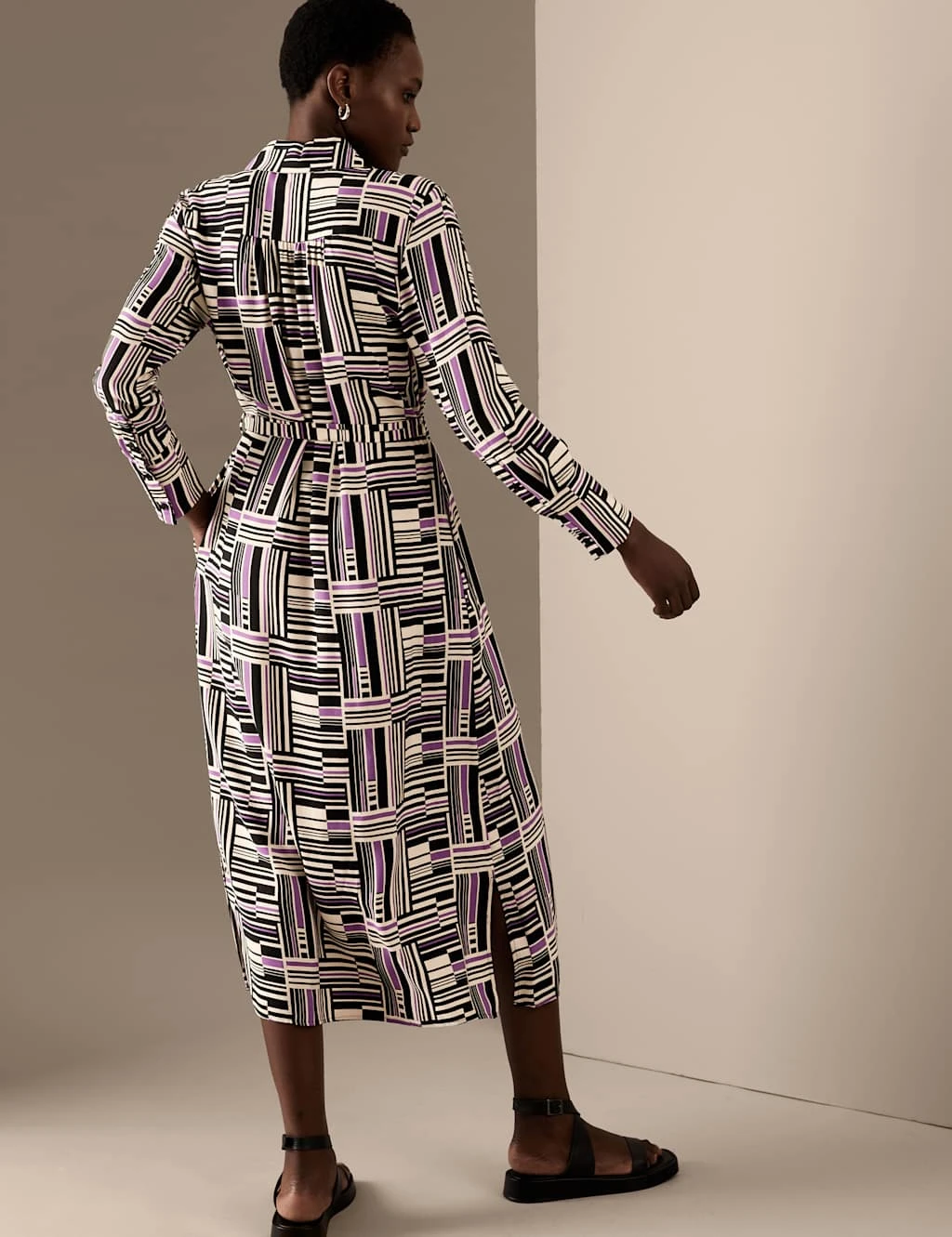Printed Belted Midaxi Shirt Dress 7 Printed Belted Midaxi Shirt Dress - Image 5