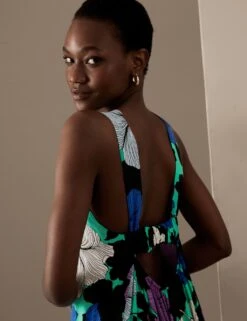 Cupro Rich Printed Square Neck Midaxi Dress -Marks and Spencer Shop SD 01 T50 3079T Y4 X EC 2