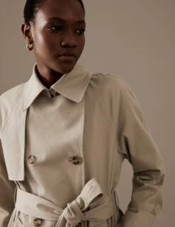 Cotton Rich Cropped Trench Coat -Marks and Spencer Shop SD 01 T50 4042T L1 X EC 1